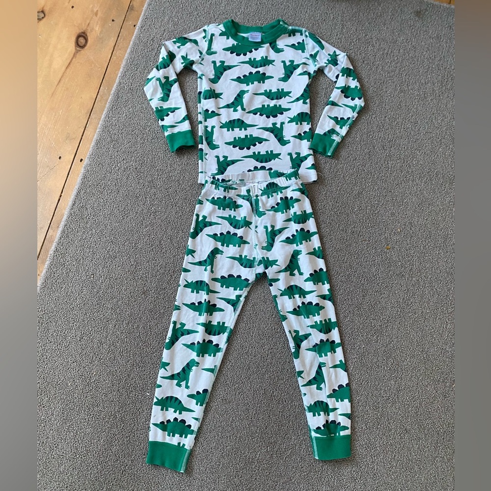 Hannah Anderson Green Dinosaur Pajama Set 6/7